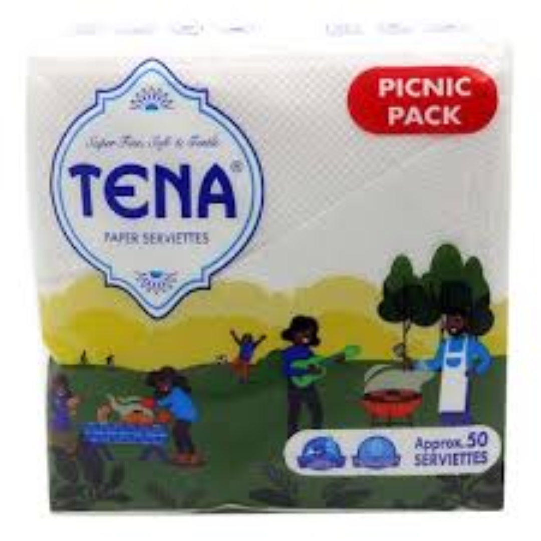 TENA SERVIETTES PICNIC WHITE 50S